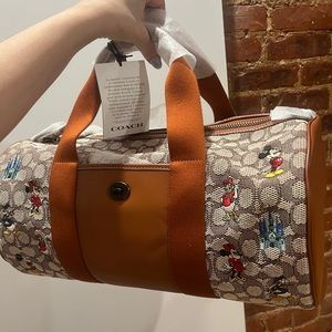 NWT Disney X Coach Duffle In Signature Textile Jacquard With Embroidery